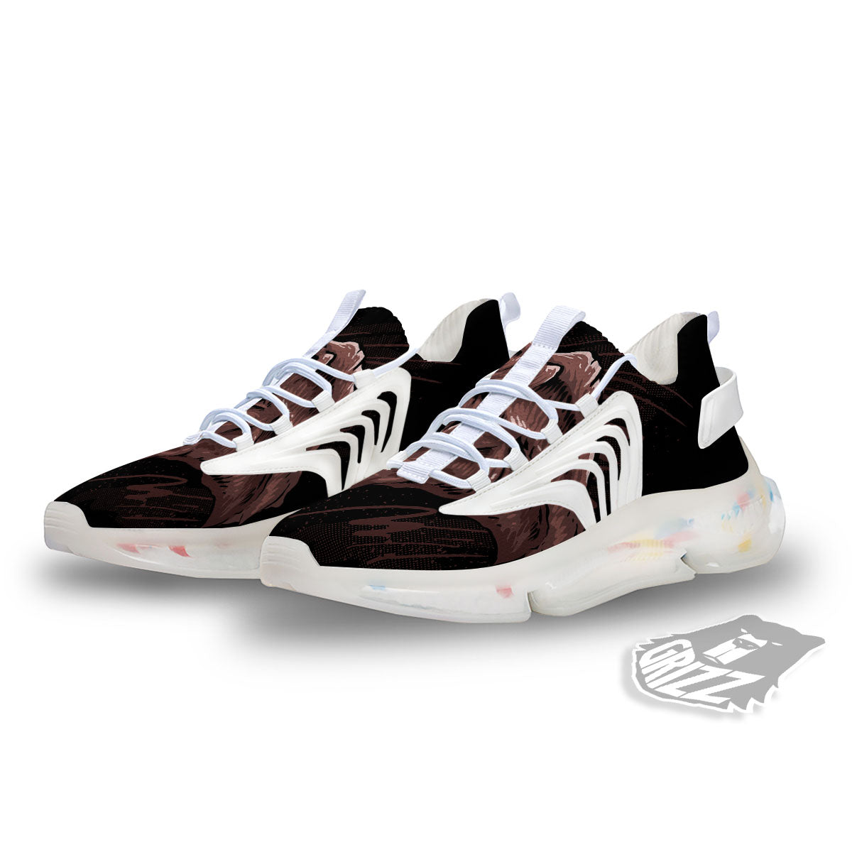 Tyrannosaurus Rex Head Print White Gym Shoes-grizzshop