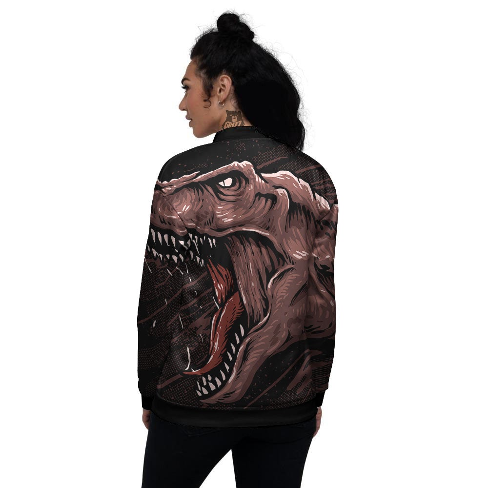 Tyrannosaurus Rex Head Print Women's Bomber Jacket-grizzshop