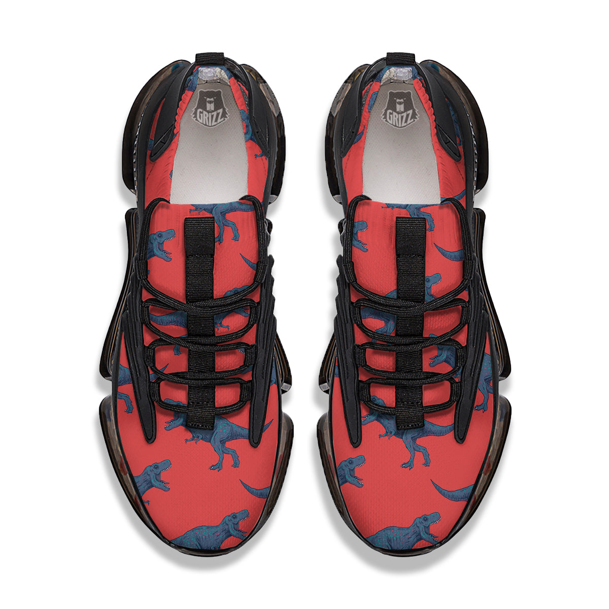 Tyrannosaurus Rex Print Pattern Black Gym Shoes-grizzshop