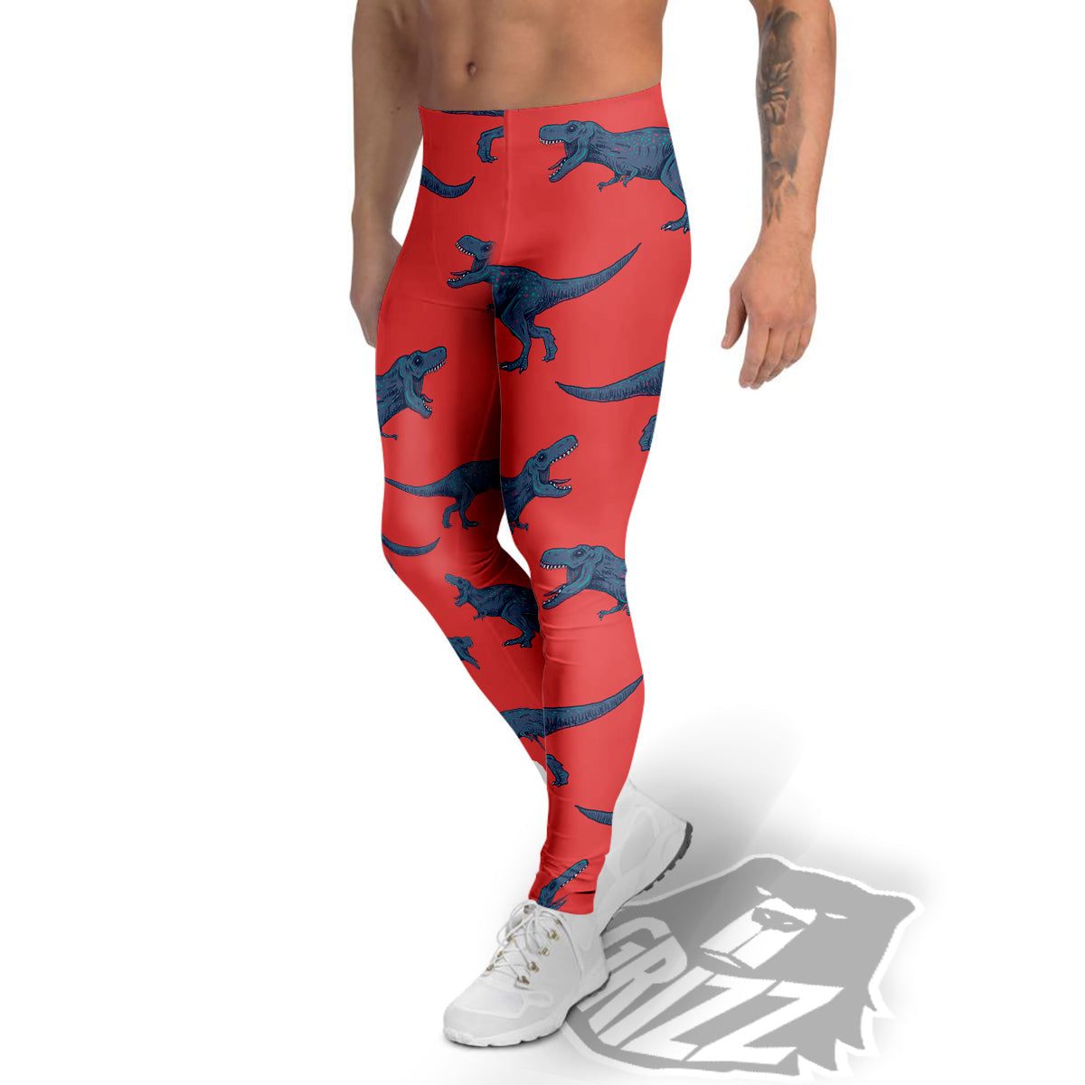 Tyrannosaurus Rex Print Pattern Men's Leggings-grizzshop