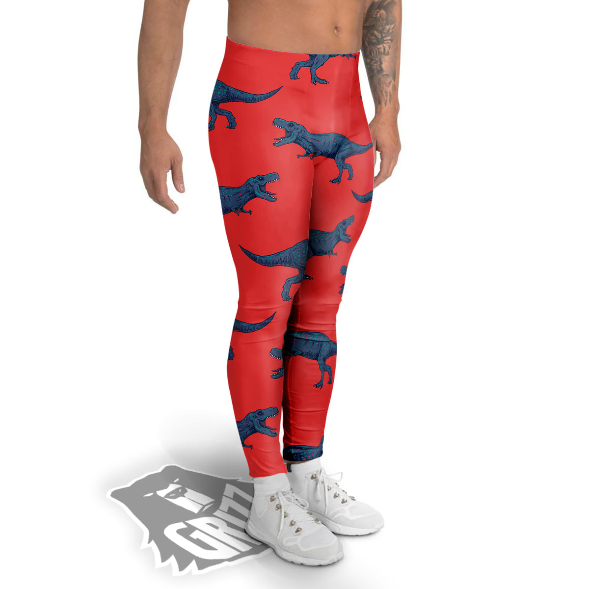 Tyrannosaurus Rex Print Pattern Men's Leggings-grizzshop