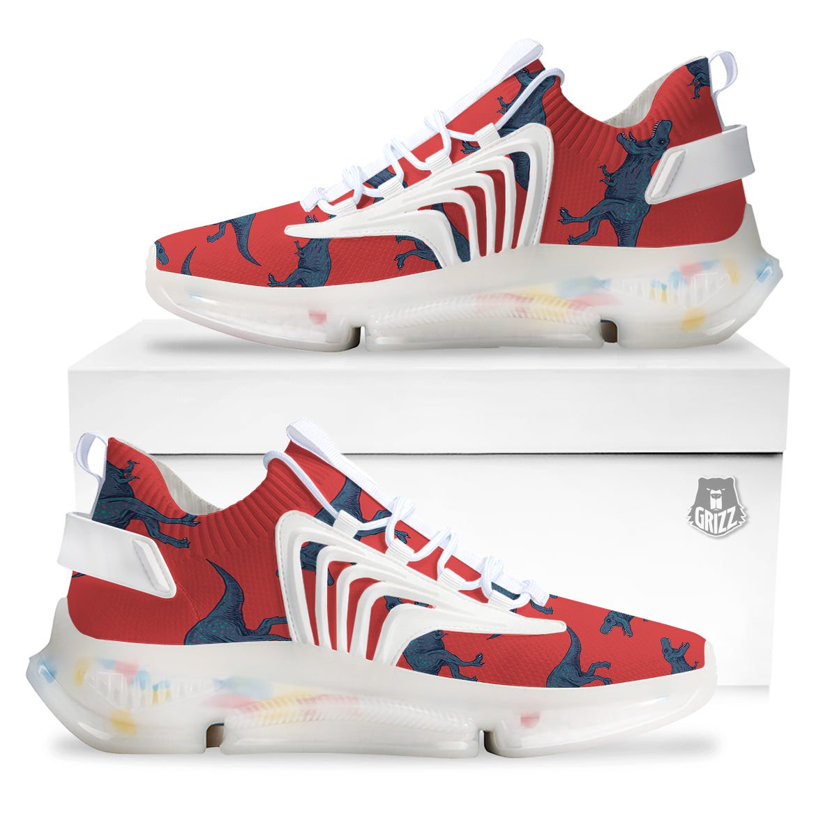 Tyrannosaurus Rex Print Pattern White Gym Shoes-grizzshop
