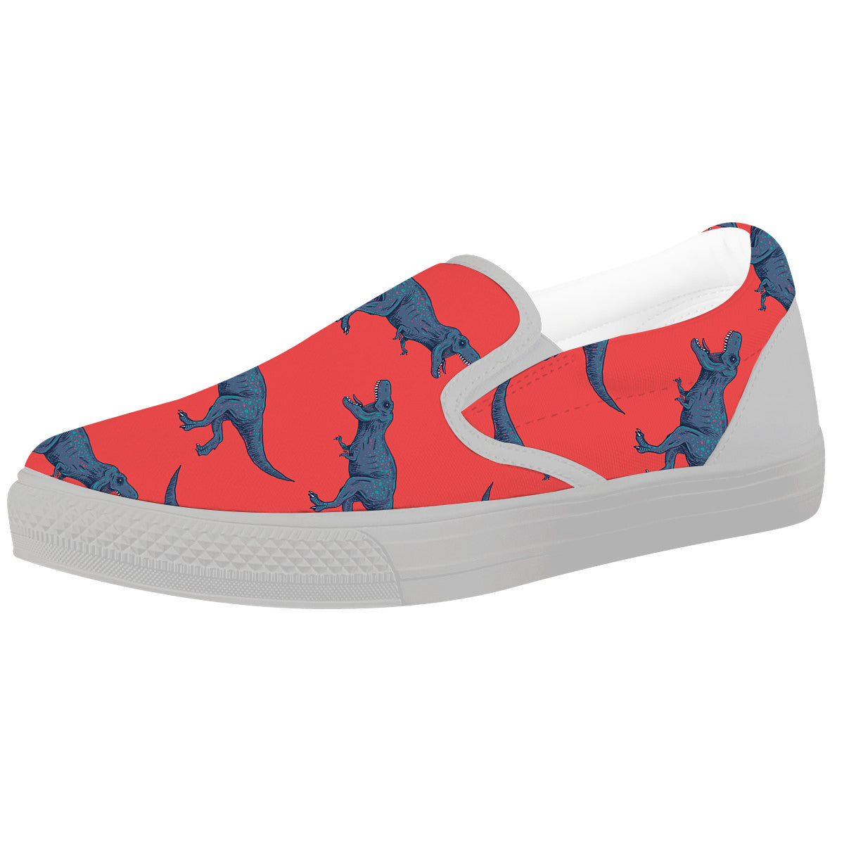 Tyrannosaurus Rex Print Pattern White Slip On Shoes-grizzshop