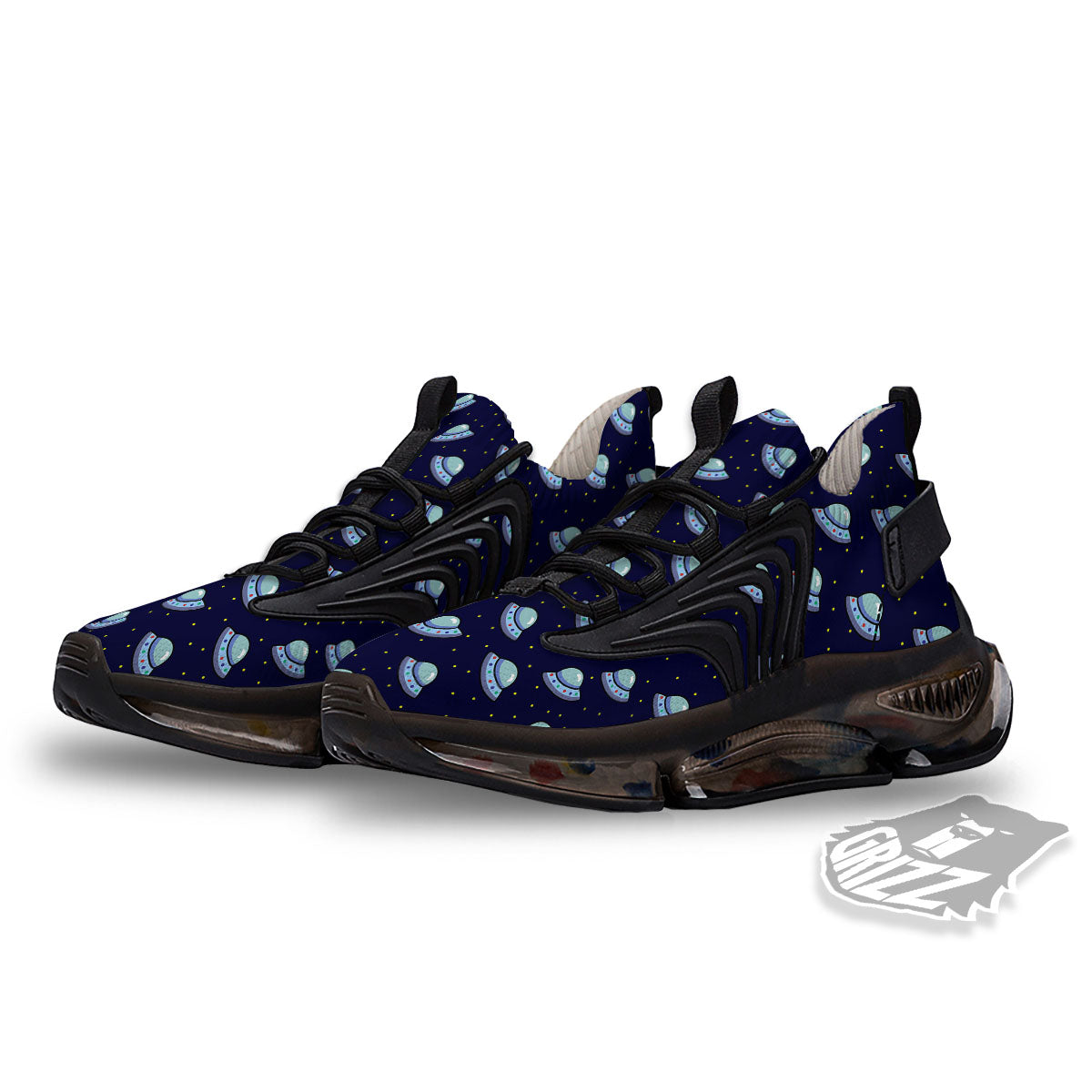 UFO Galaxy Print Pattern Black Gym Shoes-grizzshop