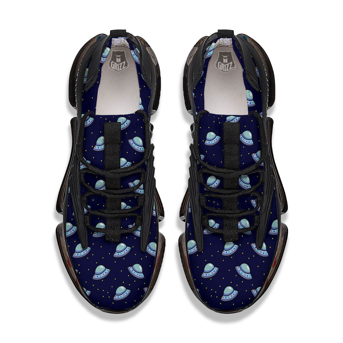 UFO Galaxy Print Pattern Black Gym Shoes-grizzshop