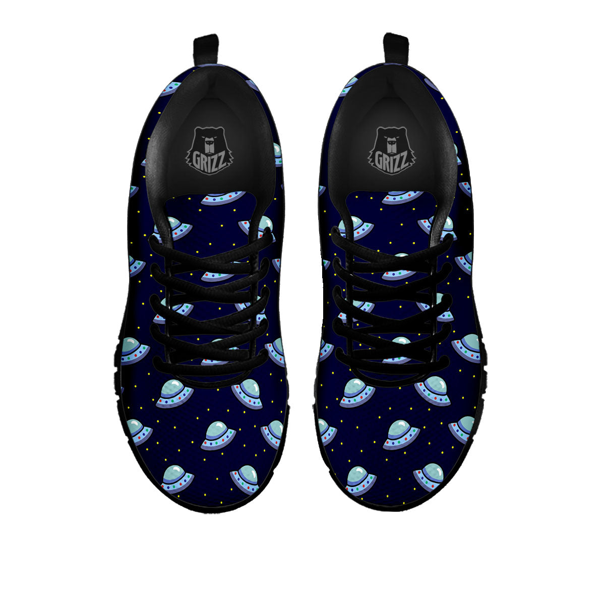 UFO Galaxy Print Pattern Black Sneaker-grizzshop