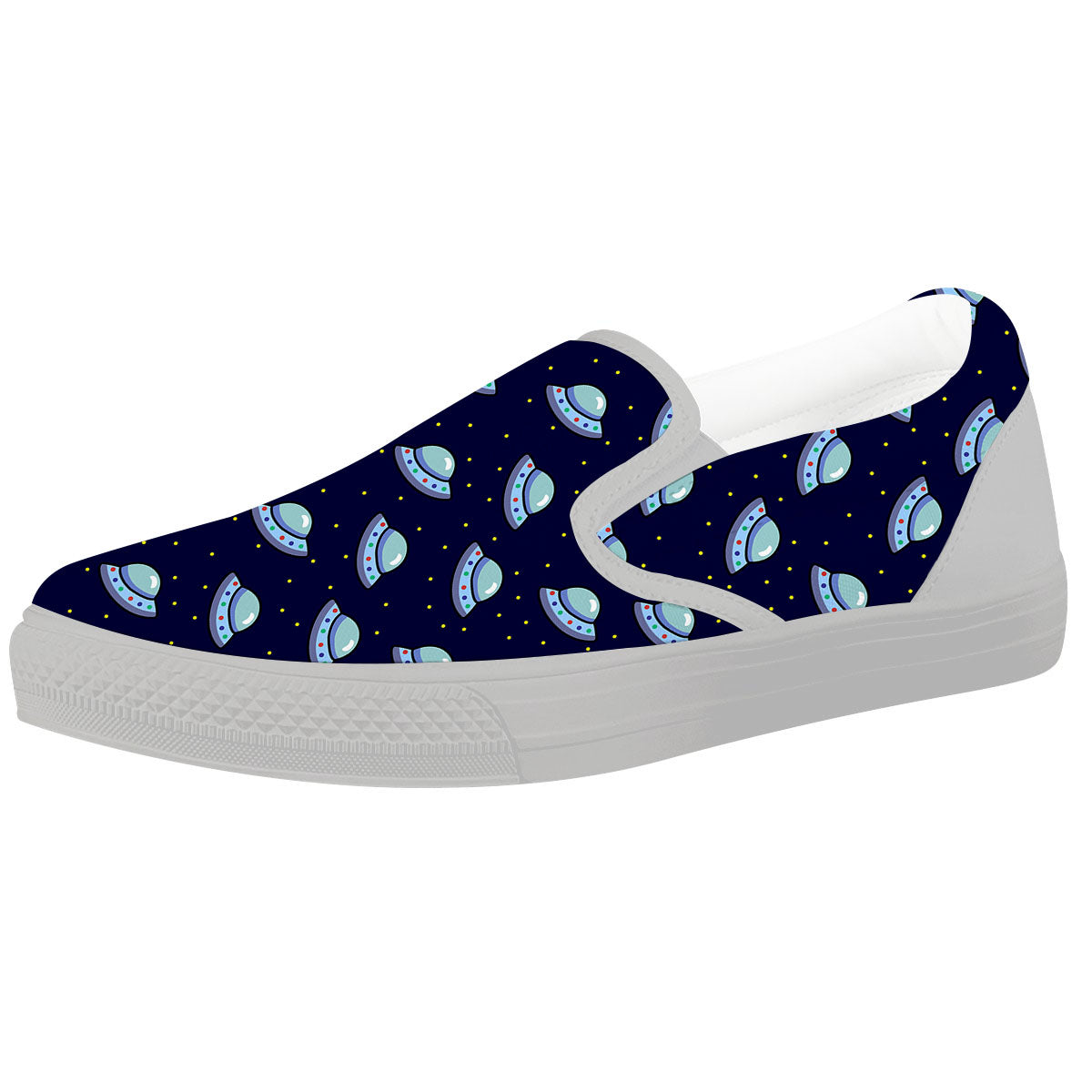 UFO Galaxy Print Pattern White Slip On Shoes-grizzshop
