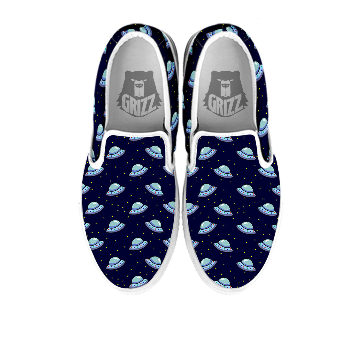 UFO Galaxy Print Pattern White Slip On Shoes-grizzshop