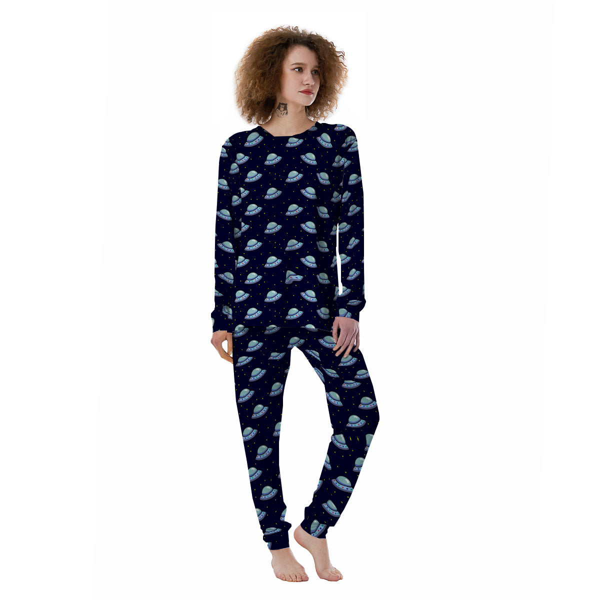 UFO Galaxy Print Pattern Women's Pajamas-grizzshop