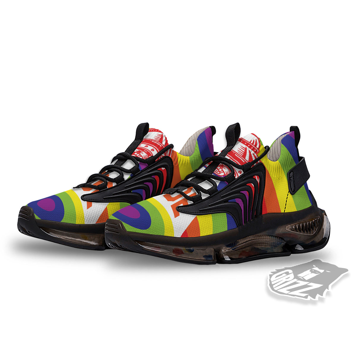 UFO LGBT Pride Rainbow Print Black Gym Shoes-grizzshop