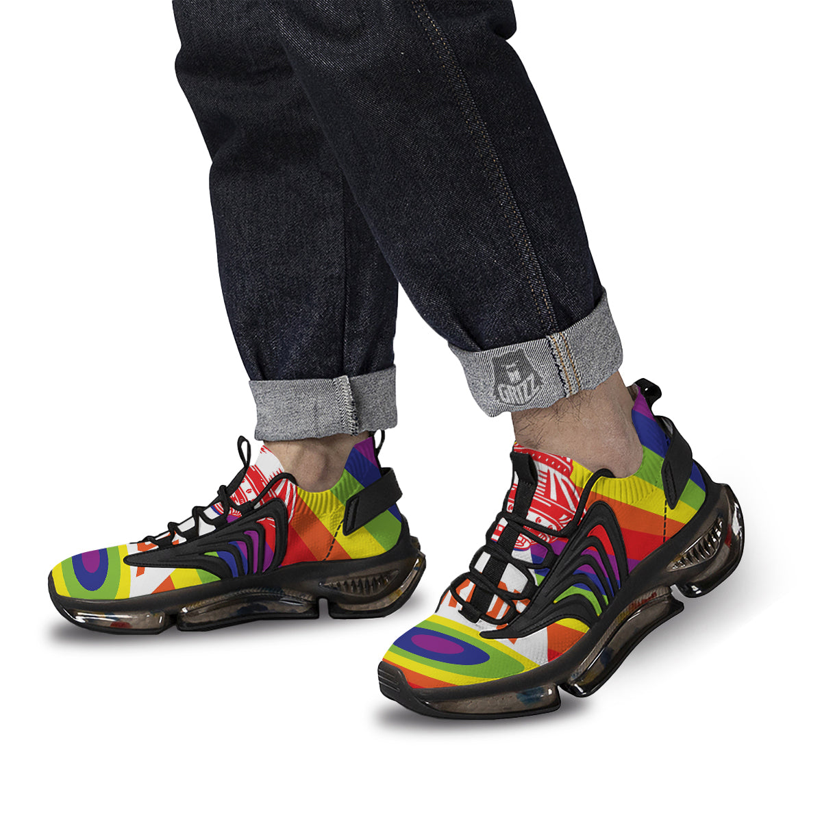 UFO LGBT Pride Rainbow Print Black Gym Shoes-grizzshop