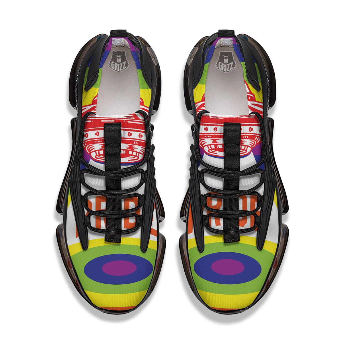 UFO LGBT Pride Rainbow Print Black Gym Shoes-grizzshop