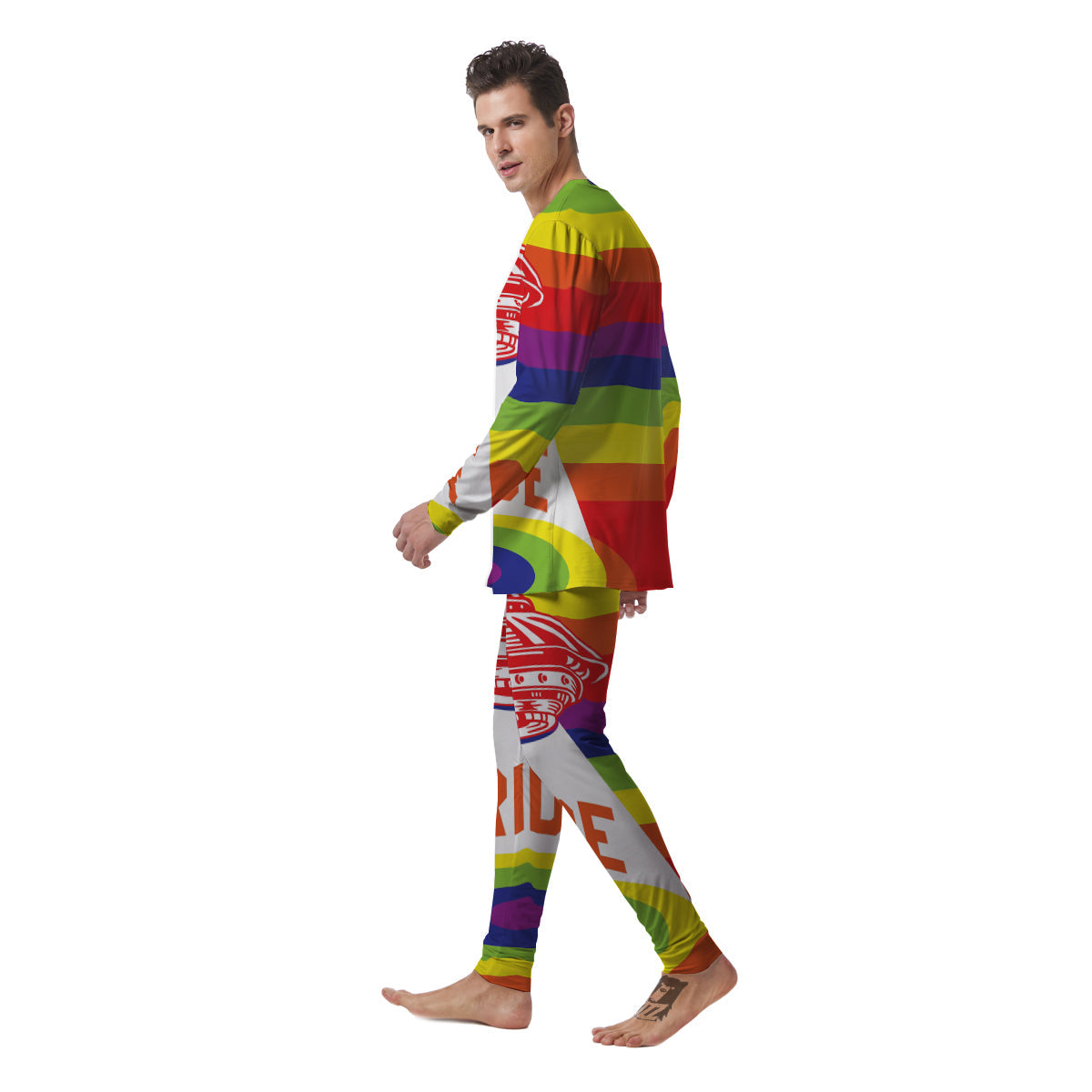 UFO LGBT Pride Rainbow Print Men's Pajamas-grizzshop