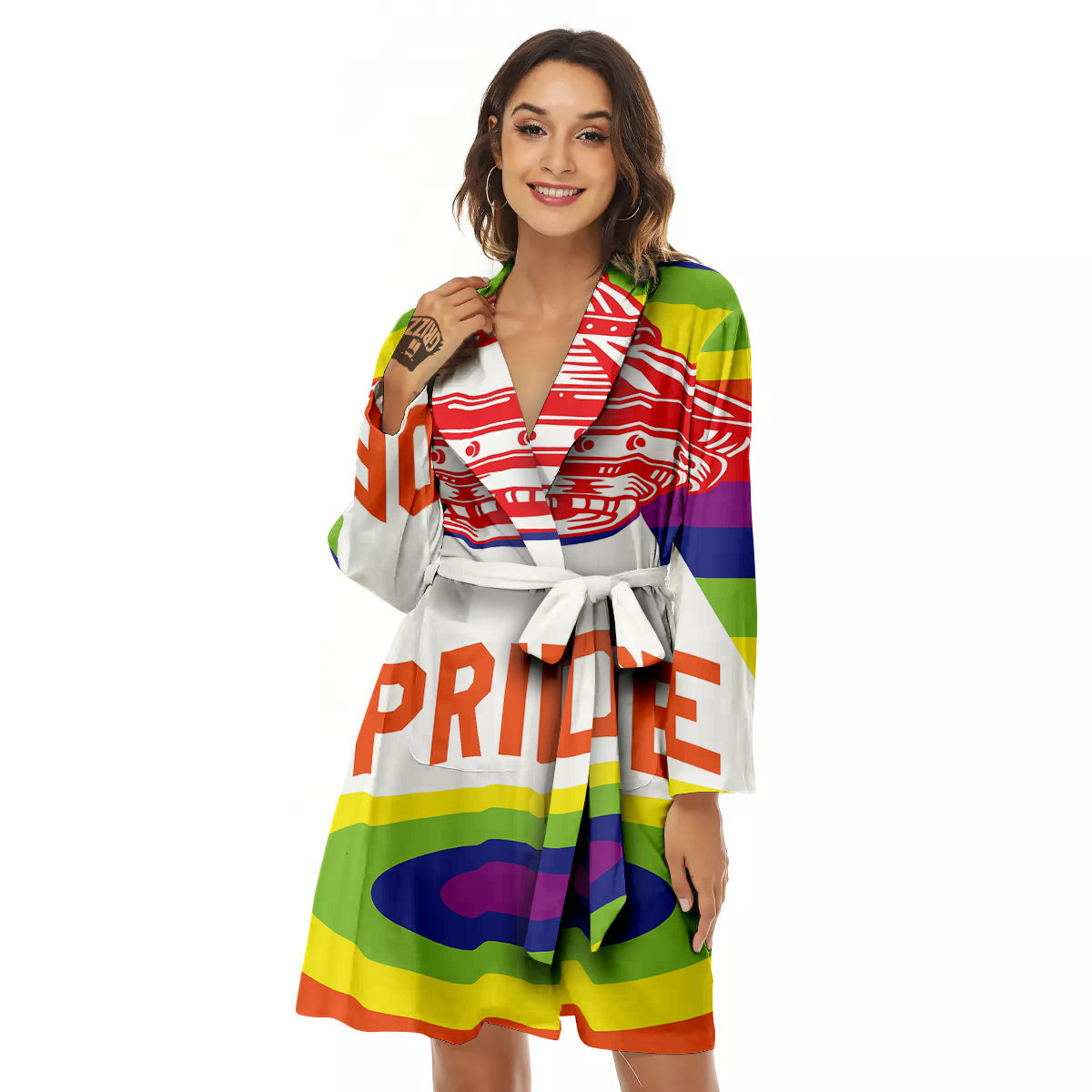 UFO LGBT Pride Rainbow Print Women's Robe-grizzshop