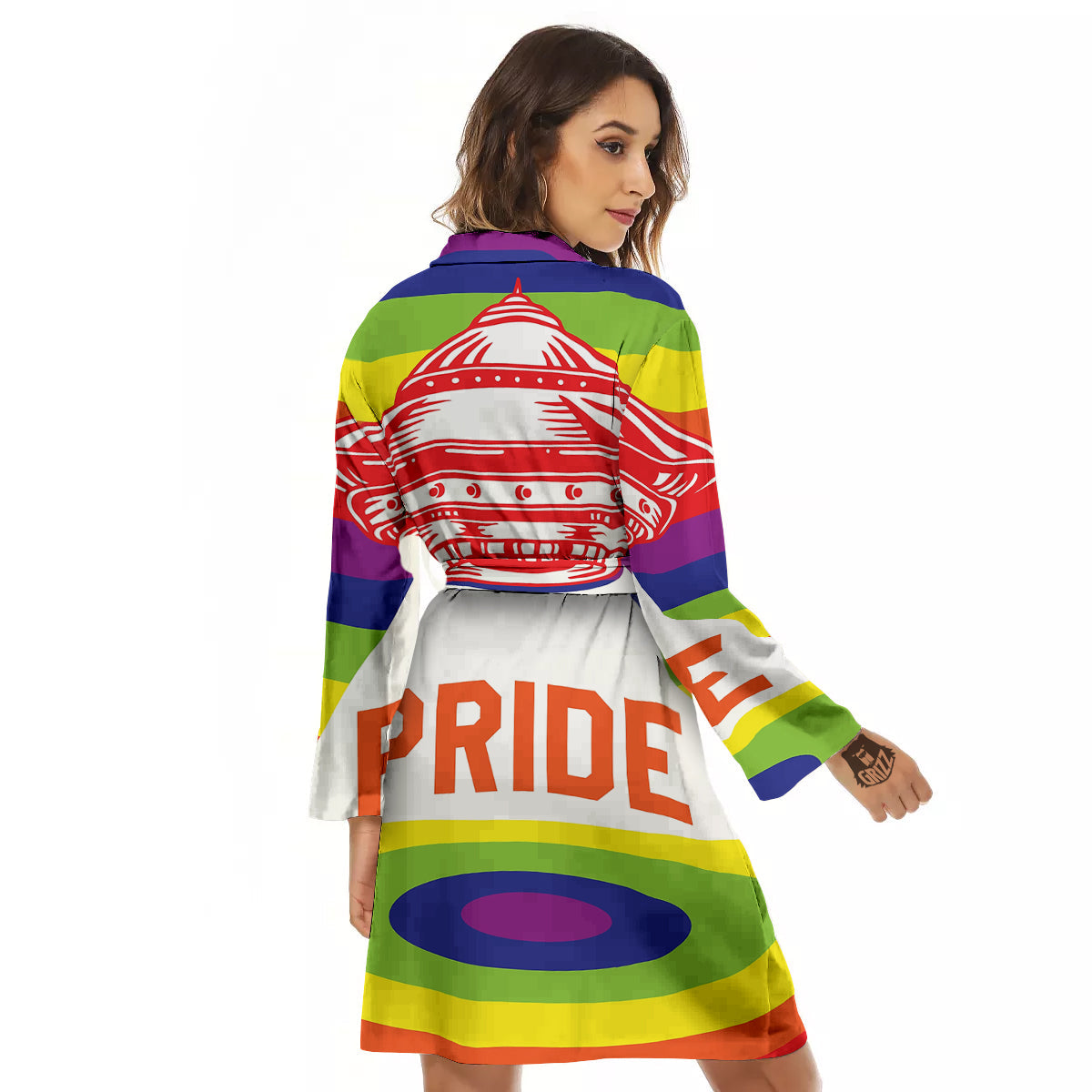 UFO LGBT Pride Rainbow Print Women's Robe-grizzshop