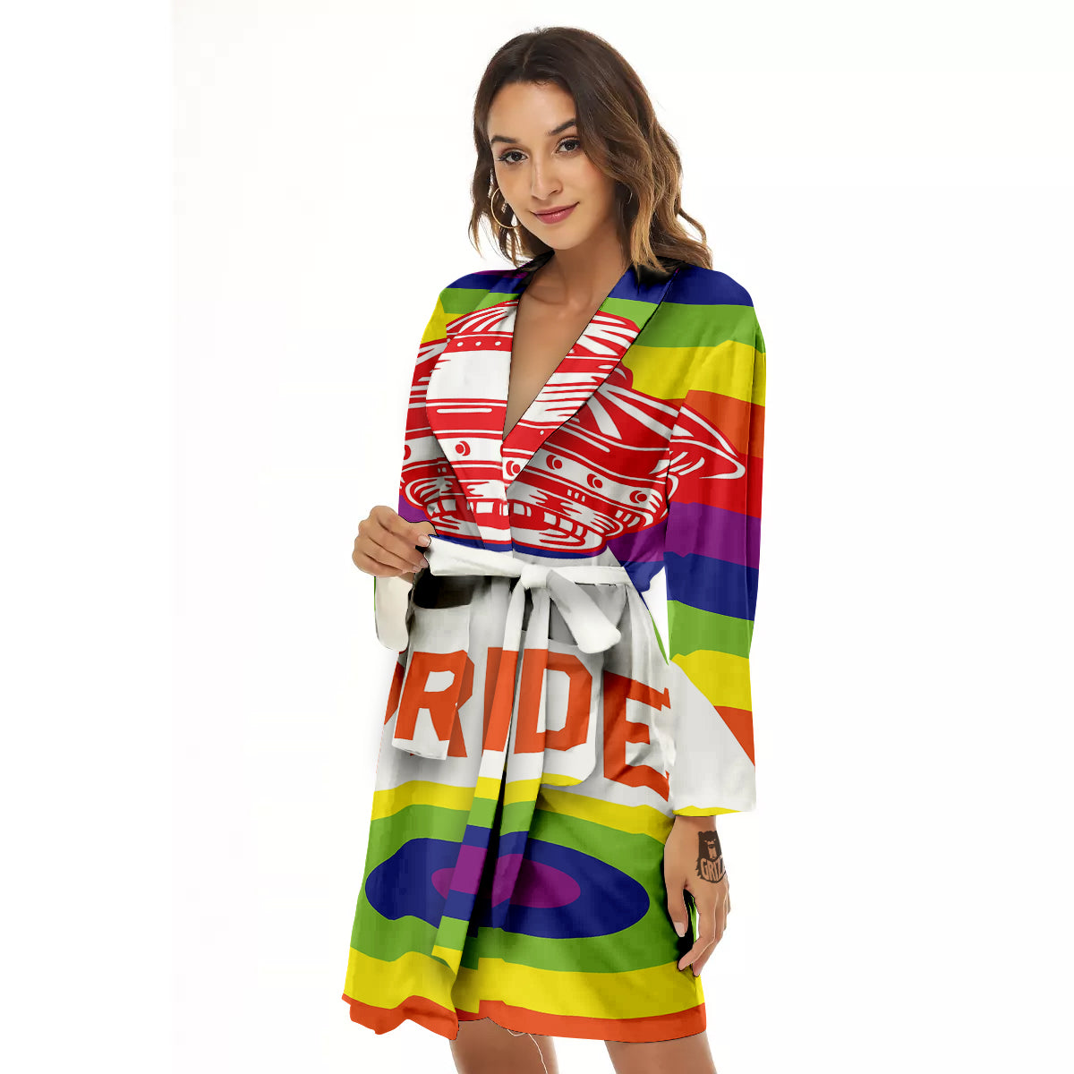 UFO LGBT Pride Rainbow Print Women's Robe-grizzshop