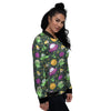 UFO Little Green Alien Print Pattern Women's Bomber Jacket-grizzshop