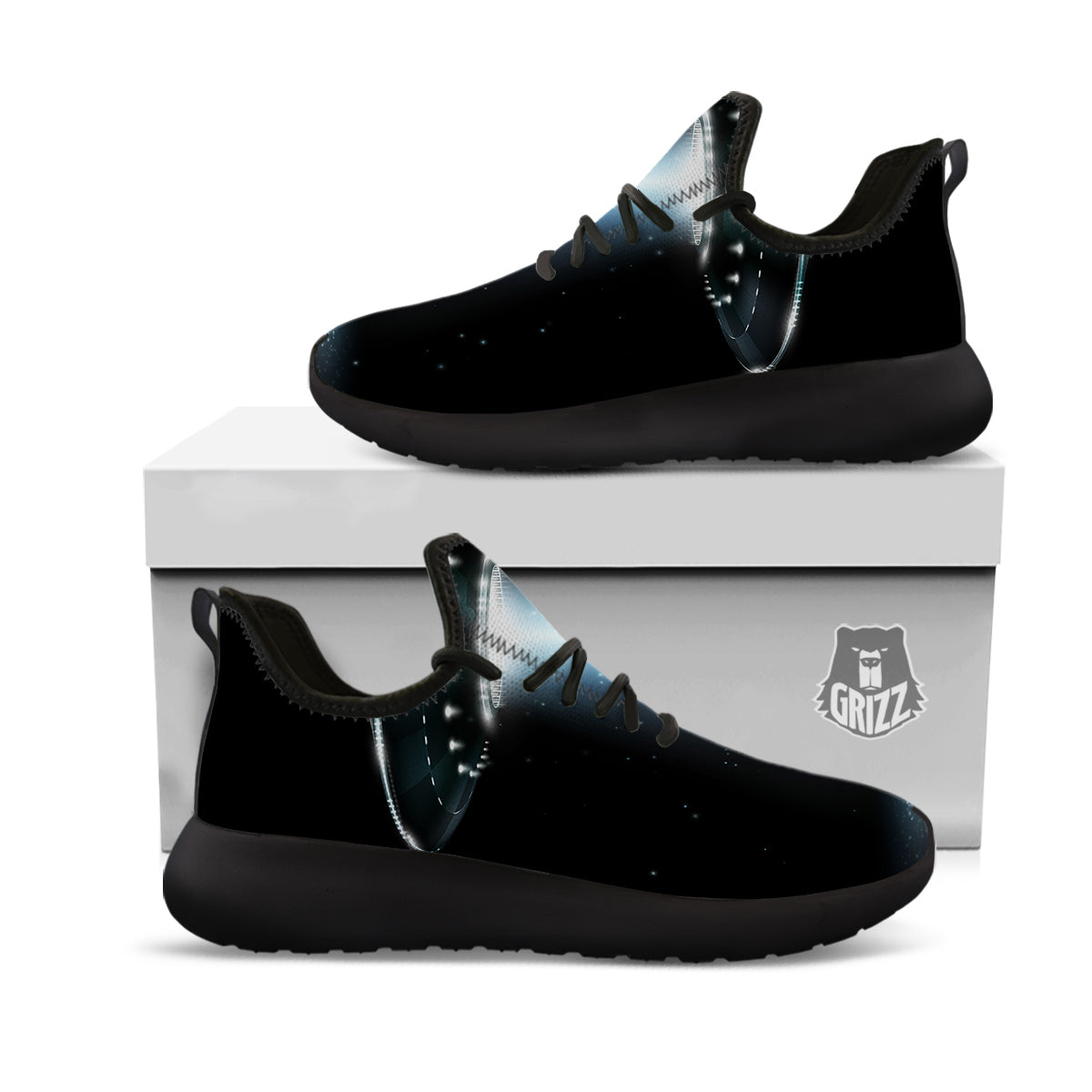 UFO Night Dark Print Black Athletic Shoes-grizzshop