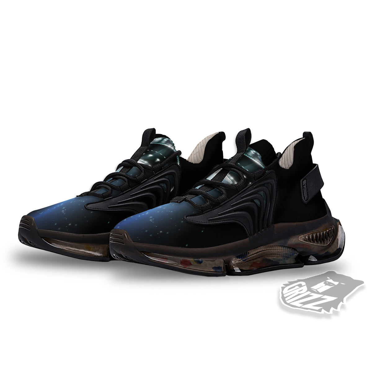 UFO Night Dark Print Black Gym Shoes-grizzshop