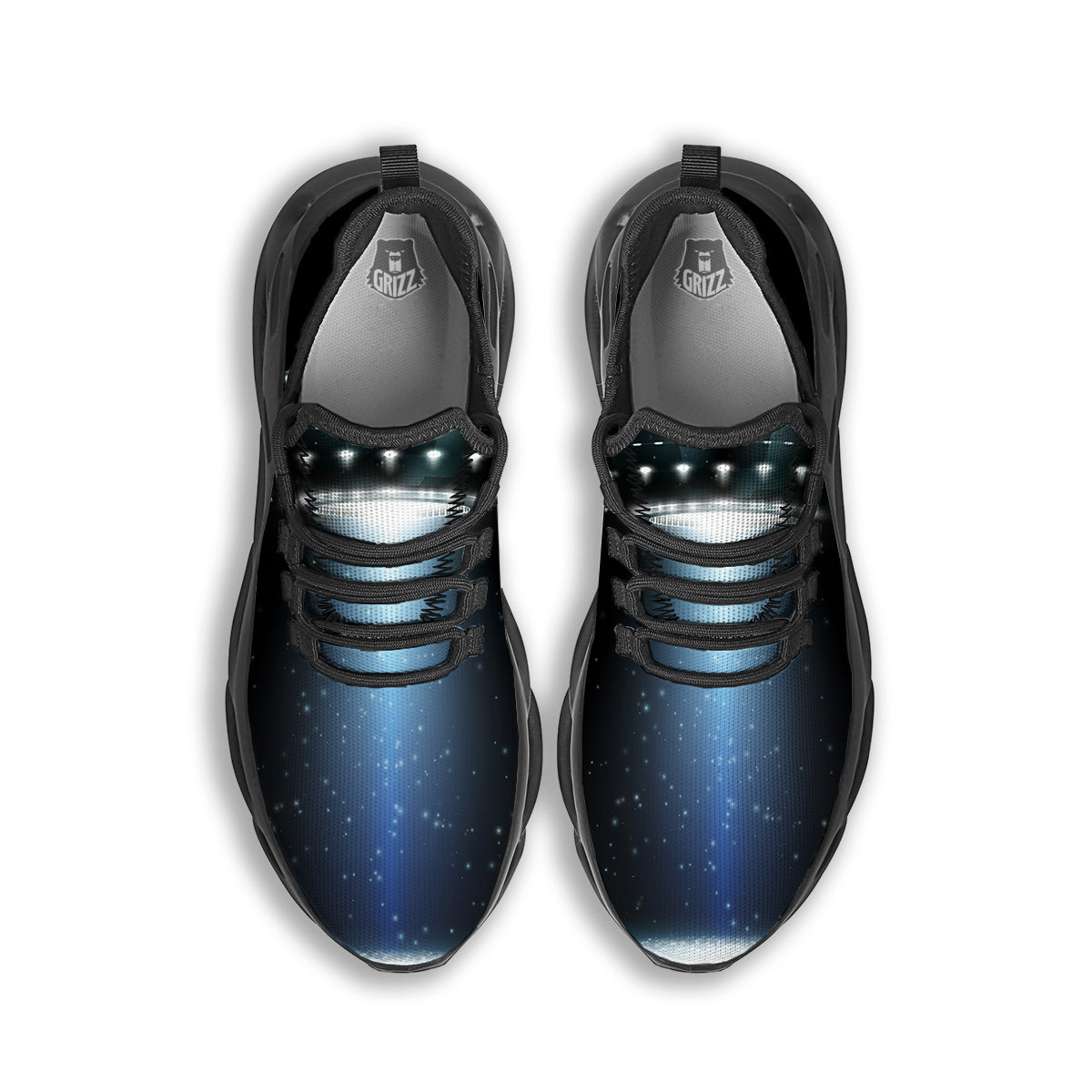 UFO Night Dark Print Black Running Shoes-grizzshop