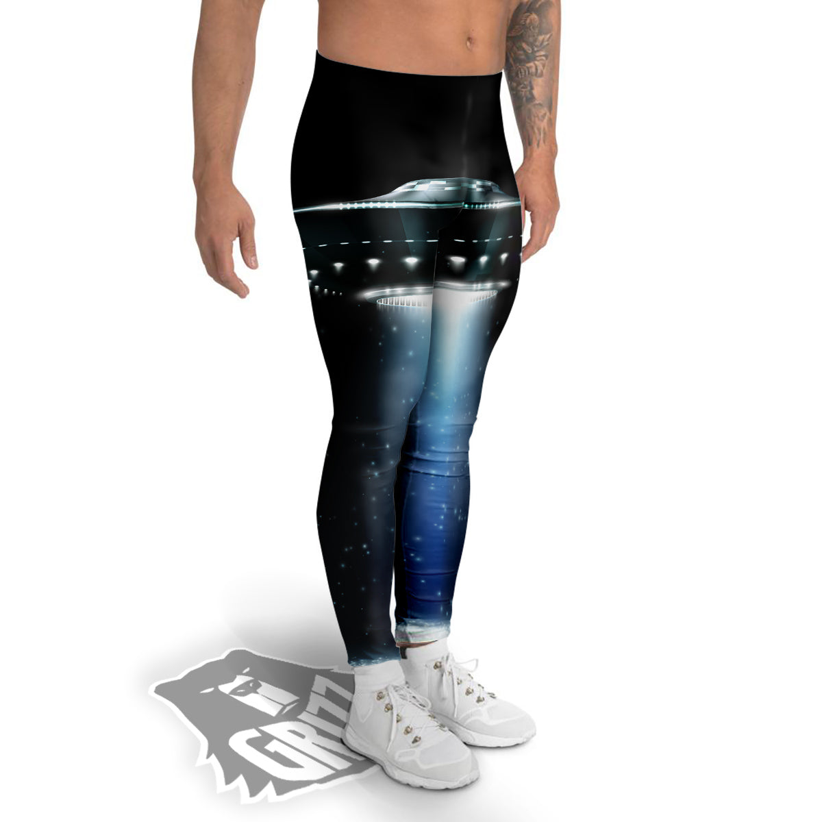 UFO Night Dark Print Men's Leggings-grizzshop