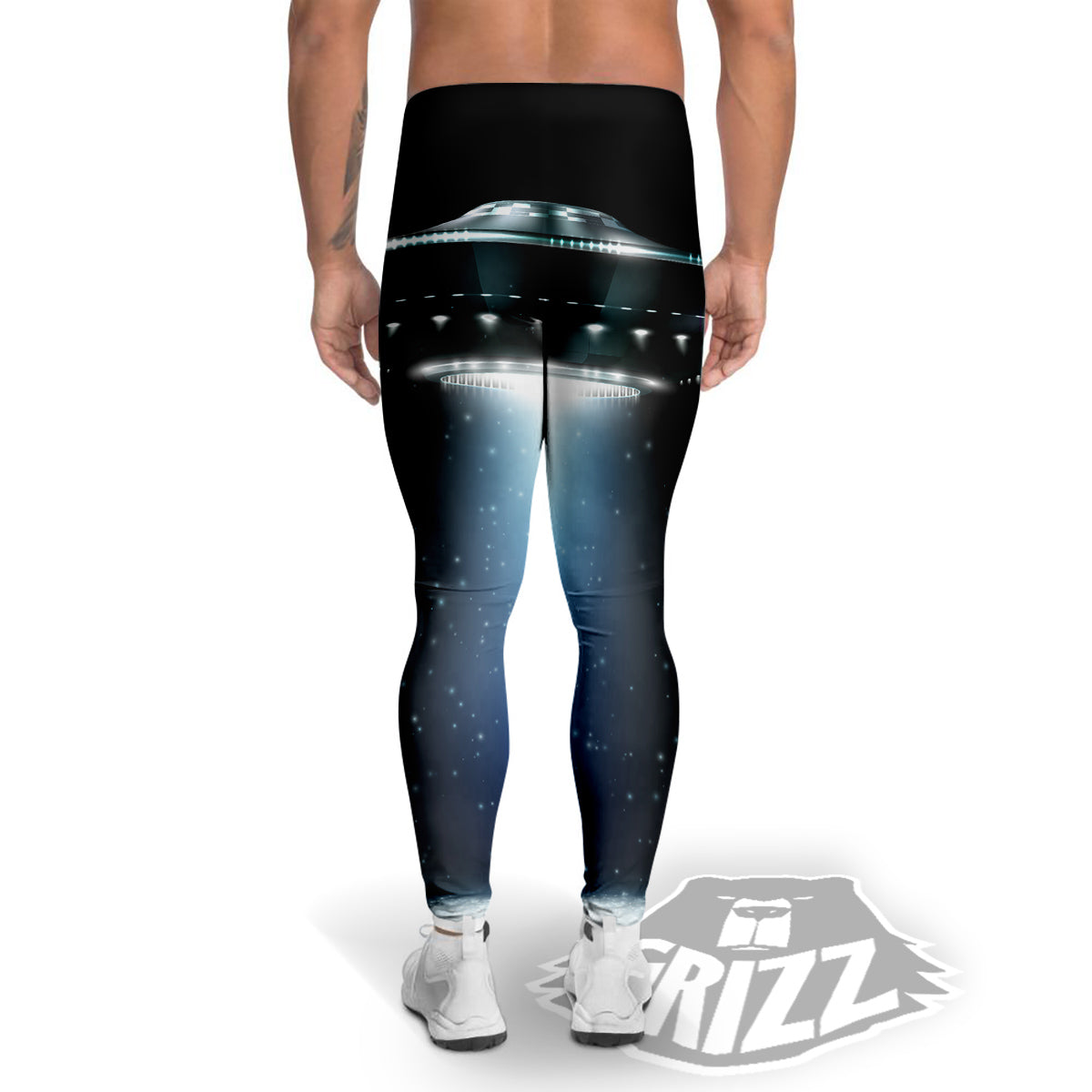 UFO Night Dark Print Men's Leggings-grizzshop