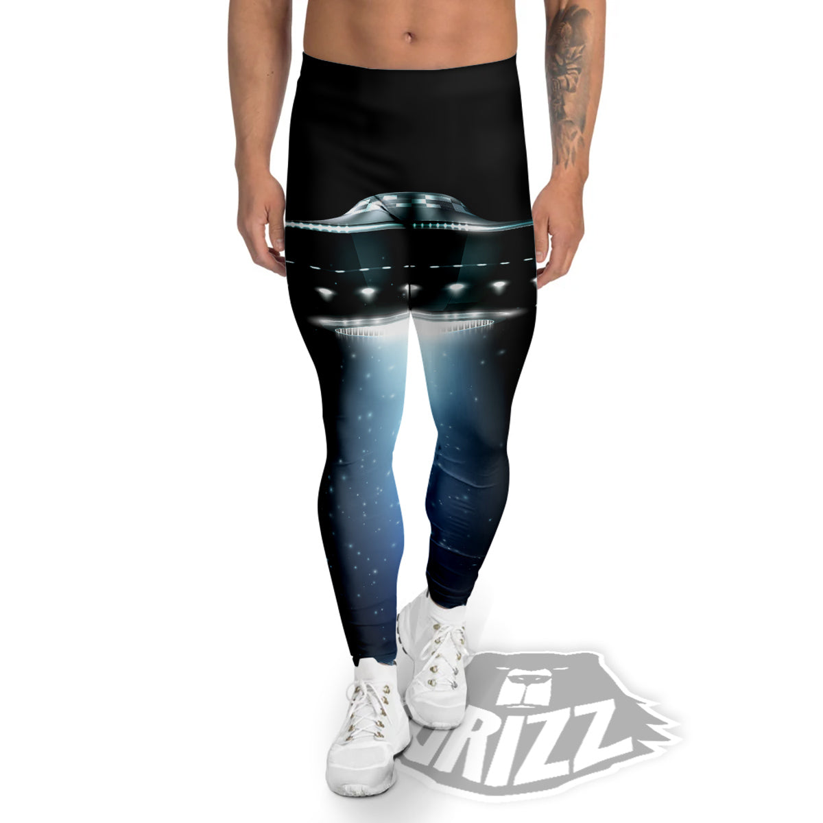 UFO Night Dark Print Men's Leggings-grizzshop