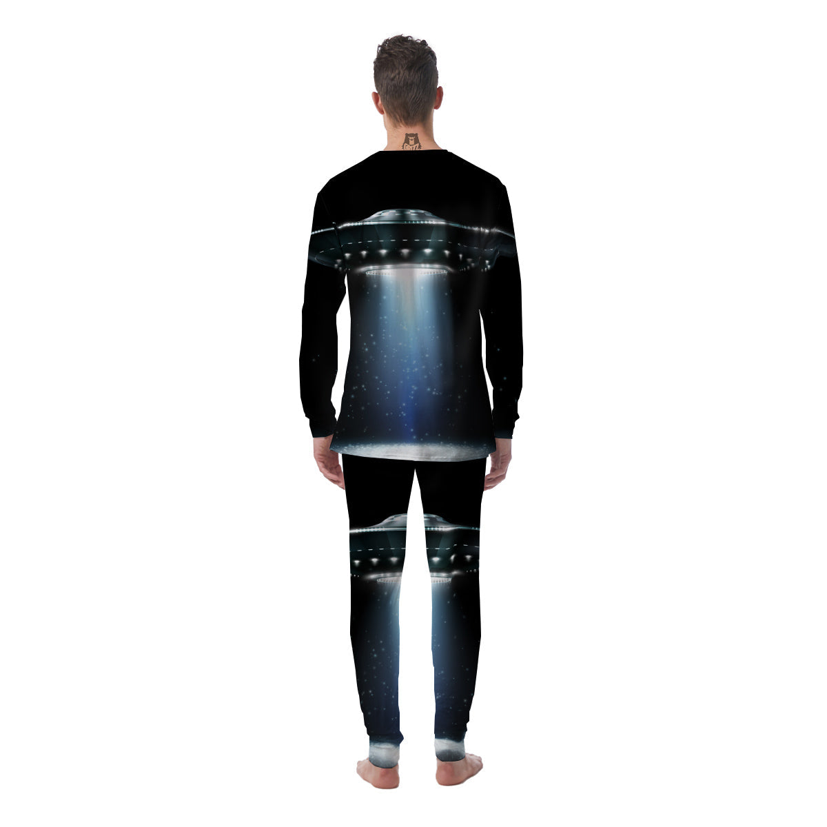 UFO Night Dark Print Men's Pajamas-grizzshop