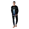 UFO Night Dark Print Men's Pajamas-grizzshop