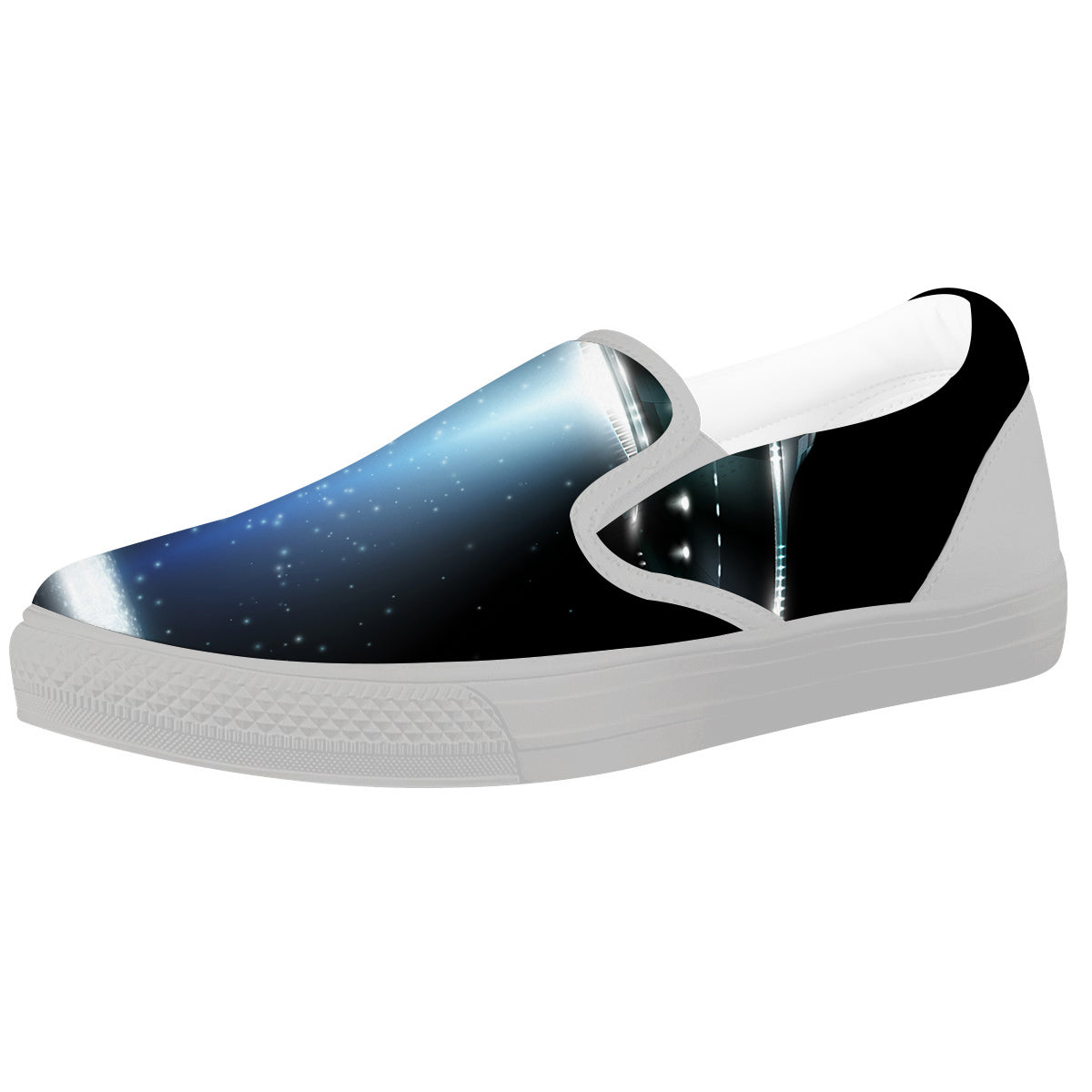 UFO Night Dark Print White Slip On Shoes-grizzshop