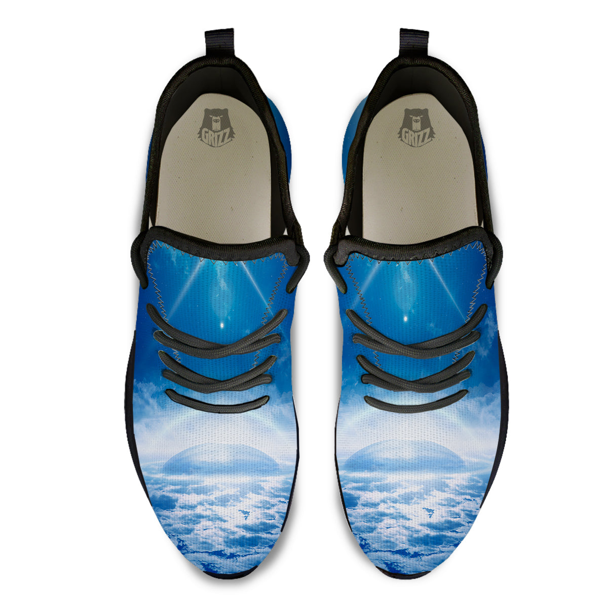 UFO On Planet Earth Print Black Athletic Shoes-grizzshop