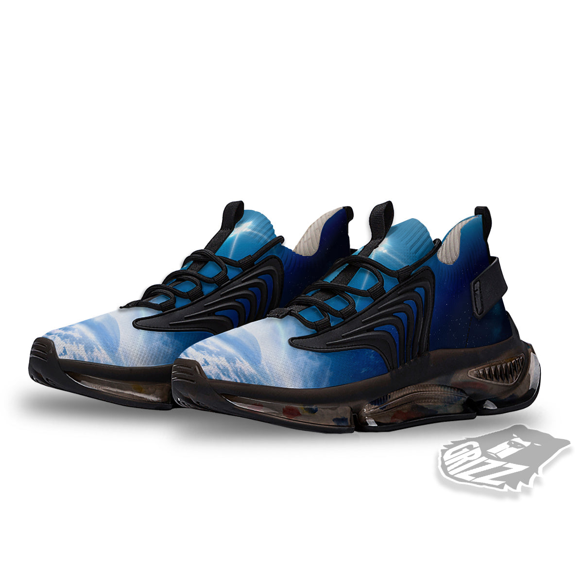 UFO On Planet Earth Print Black Gym Shoes-grizzshop