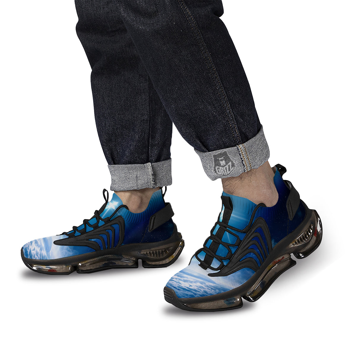 UFO On Planet Earth Print Black Gym Shoes-grizzshop
