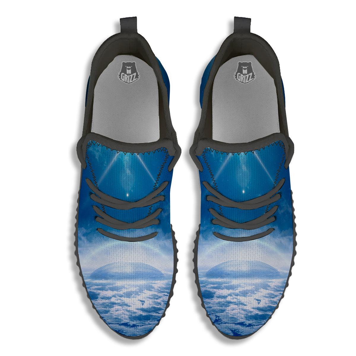 UFO On Planet Earth Print Black Walking Shoes-grizzshop