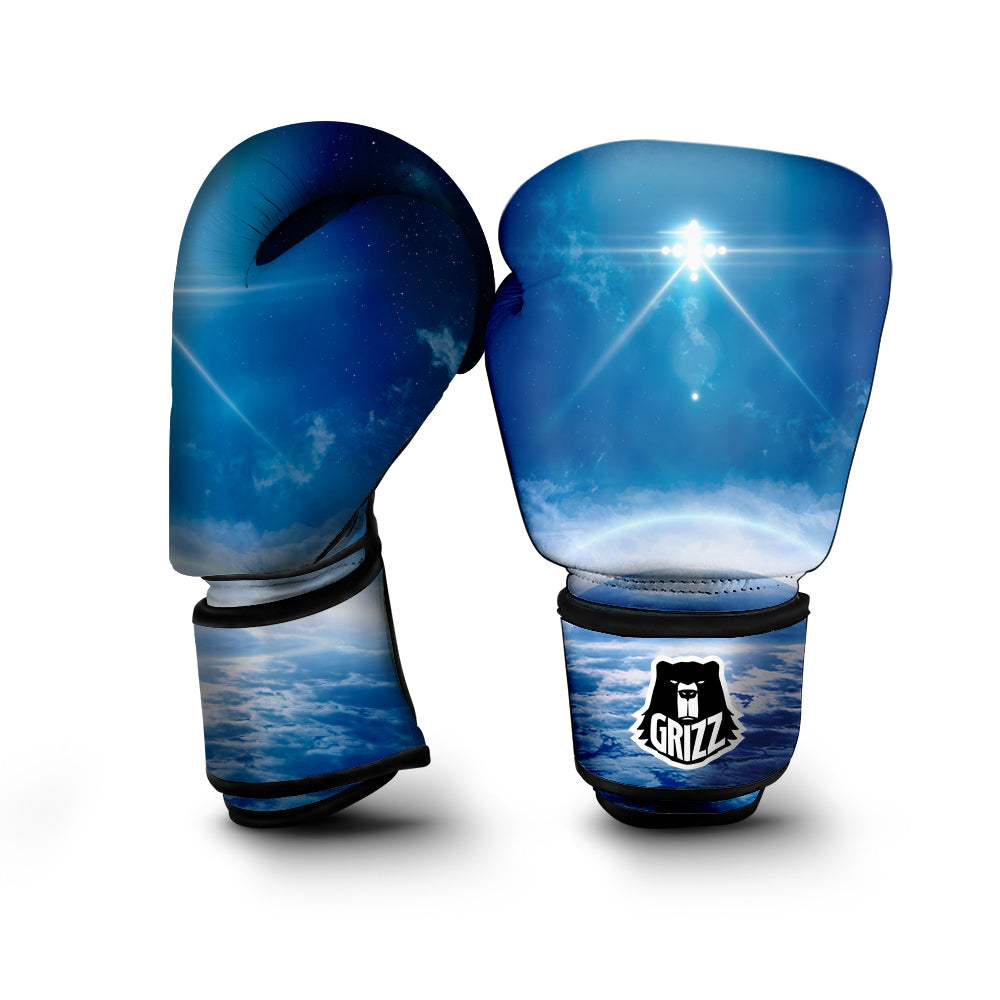 UFO On Planet Earth Print Boxing Gloves-grizzshop