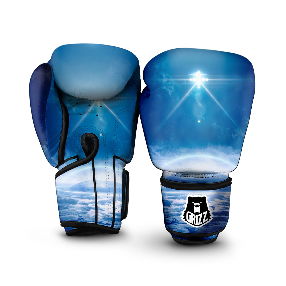 UFO On Planet Earth Print Boxing Gloves-grizzshop