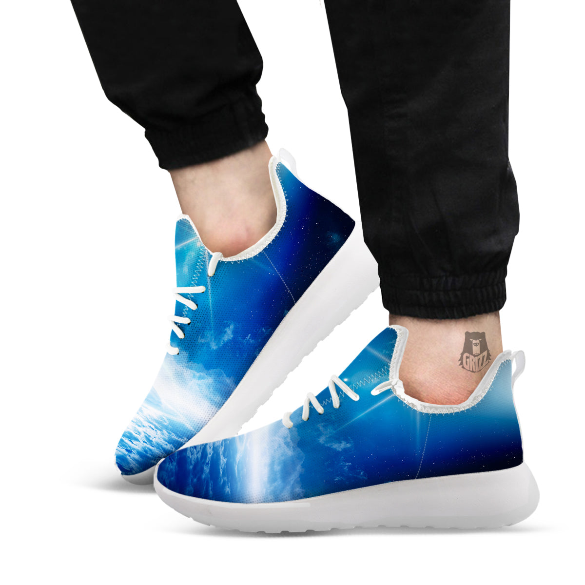 UFO On Planet Earth Print White Athletic Shoes-grizzshop