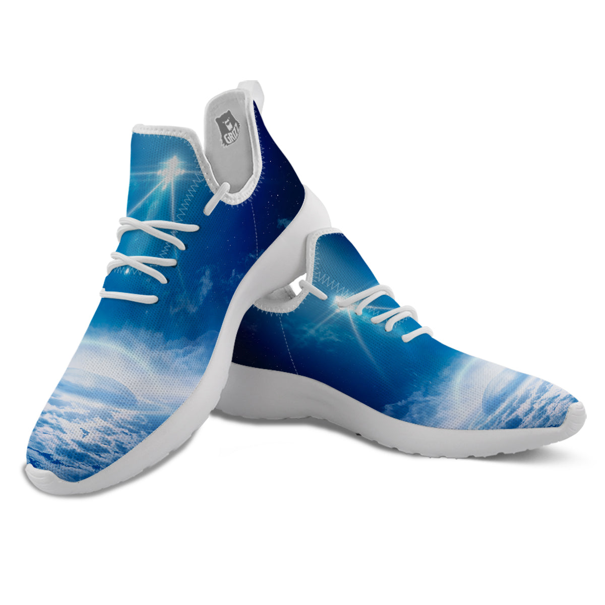 UFO On Planet Earth Print White Athletic Shoes-grizzshop