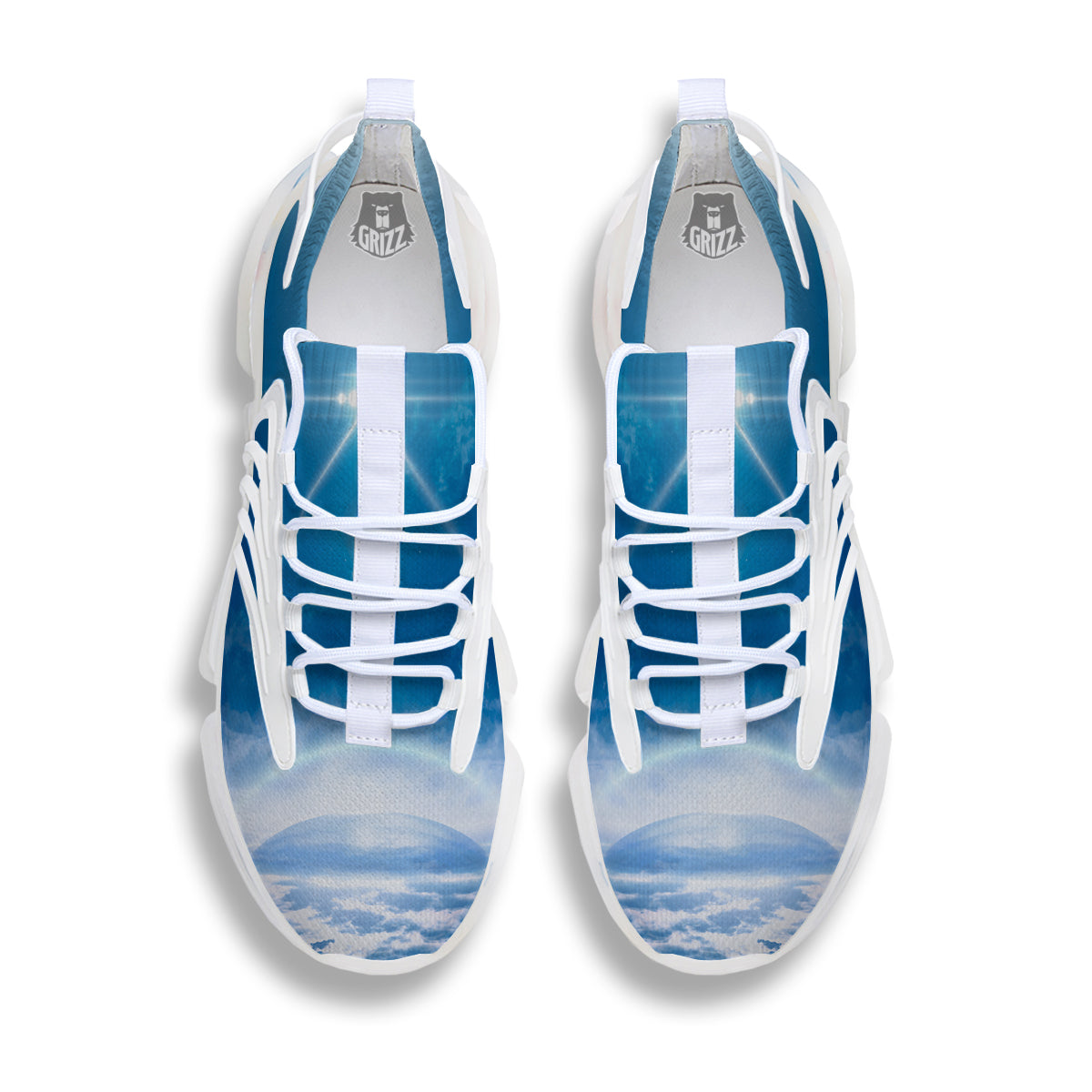 UFO On Planet Earth Print White Gym Shoes-grizzshop