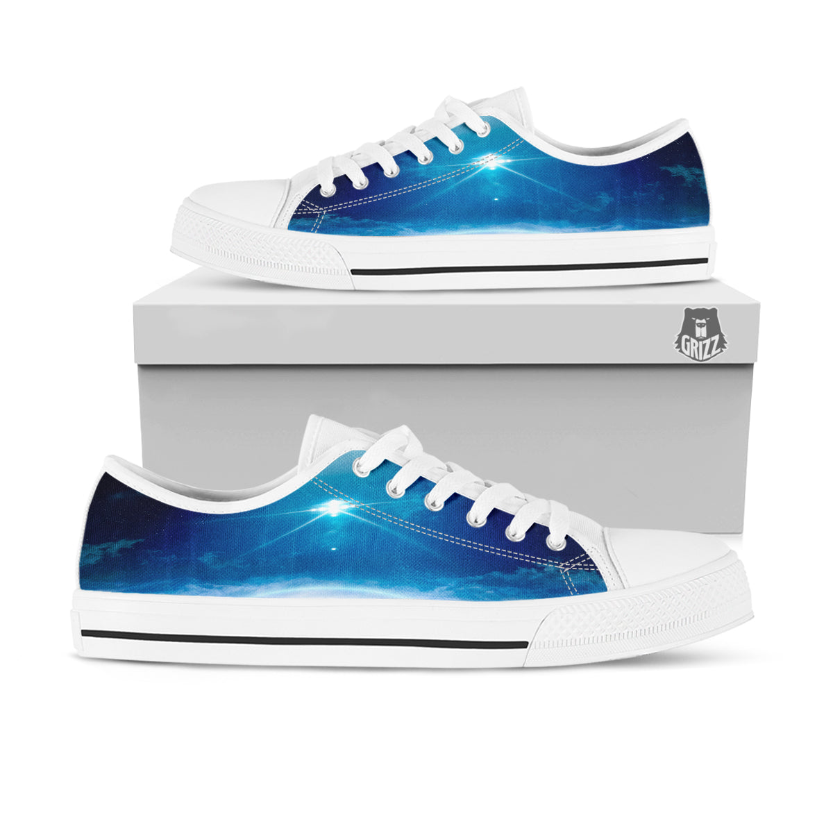 UFO On Planet Earth Print White Low Top Shoes-grizzshop