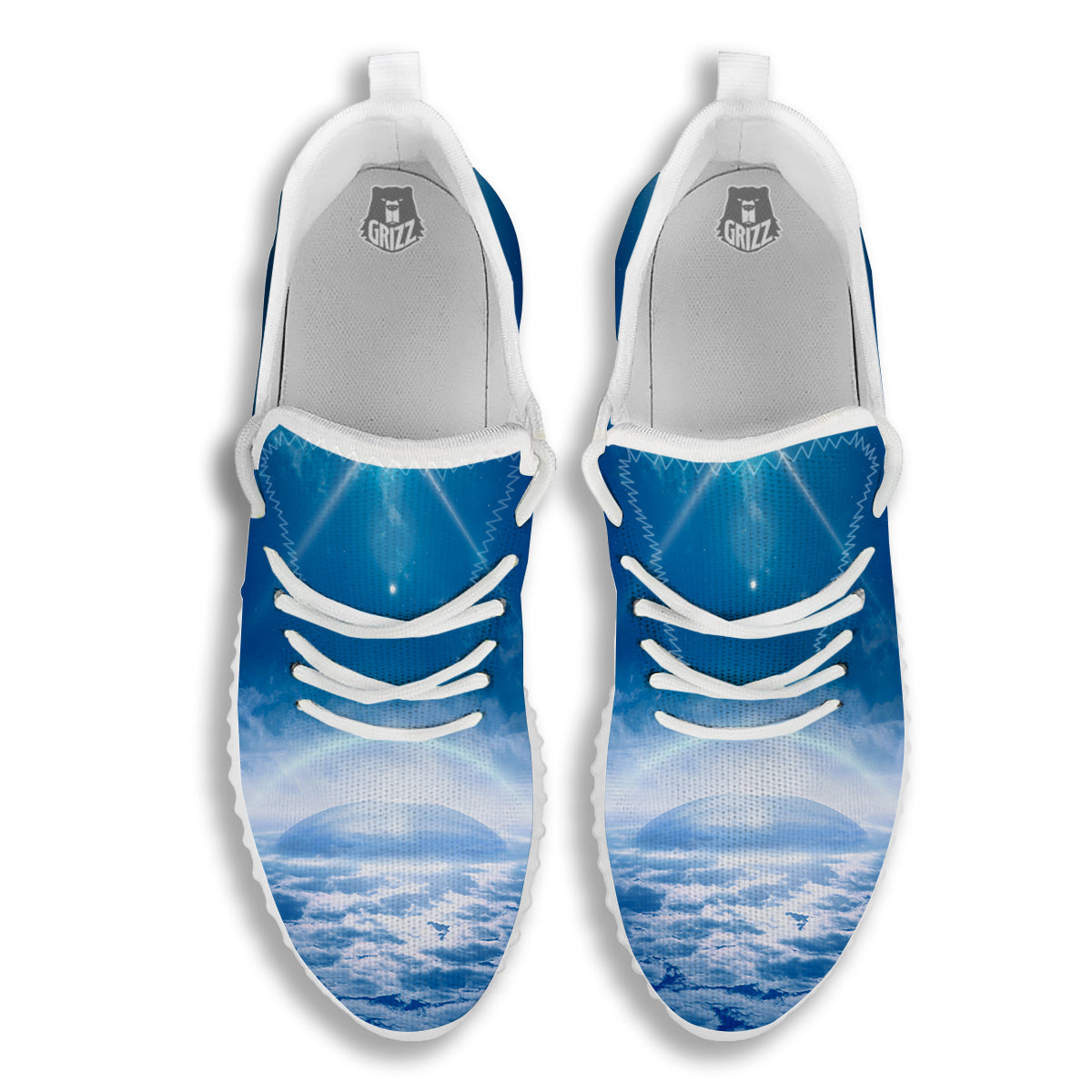 UFO On Planet Earth Print White Walking Shoes-grizzshop