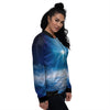 UFO On Planet Earth Print Women's Bomber Jacket-grizzshop