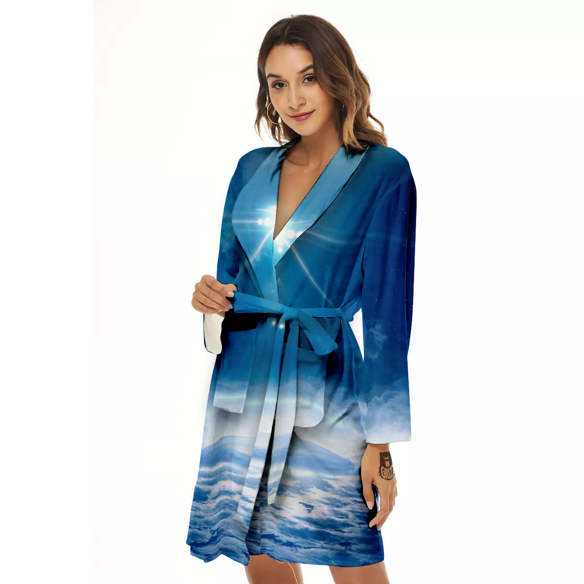 UFO On Planet Earth Print Women's Robe-grizzshop
