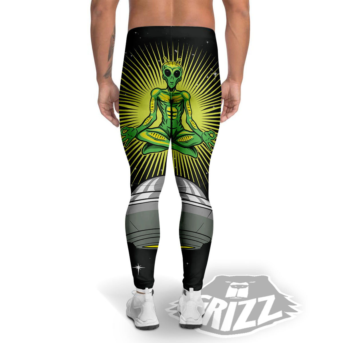 UFO Space Green Alien Print Men's Leggings-grizzshop