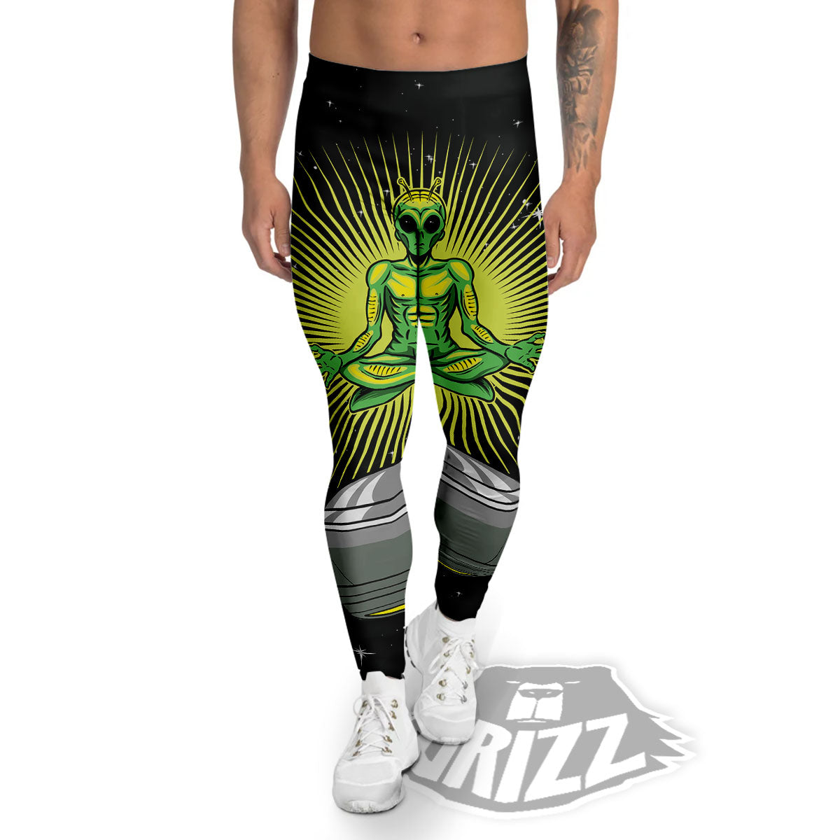 UFO Space Green Alien Print Men's Leggings-grizzshop