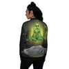 UFO Space Green Alien Print Women's Bomber Jacket-grizzshop