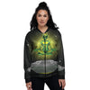 UFO Space Green Alien Print Women's Bomber Jacket-grizzshop