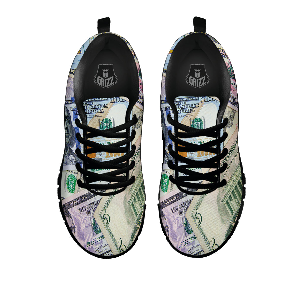 US Dollar Print Black Sneaker-grizzshop