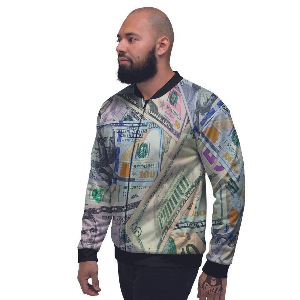 US Dollar Print Men's Bomber Jacket-grizzshop