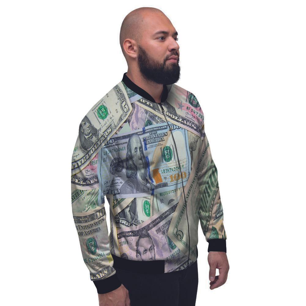 US Dollar Print Men's Bomber Jacket-grizzshop